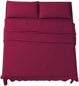 MAXIME MAISON - Completo Lenzuola Matrimoniali 4 Pezzi, Set Lenzuola Matrimoniale in Microfibra Made in Italy, Completo Letto 1 Lenzuolo con Angoli, 1 Lenzuolo Sopra, 2 Federe (Bordeaux)