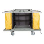 Jantex Housekeeping Trolley, Grey & Yellow, Polypropylene, 990(H) ×1460(W) × 540(D)mm, Non-Marking Wheels, 2x Braked Wheels, 2x Washable 77 Litre Nylon Bags Included, DL011