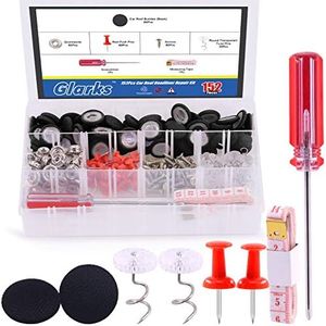 Glarks 272Pcs Car Roof Headliner Repair Kit, 60Pcs Black Car Roof Repair Rivets Headliner Repair Button, Red Push Pins, Headliner Retaining Pins for Major Brands of Cars (Black, 152Sets)