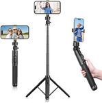 ULANZI Magnetic Cell Phone Tripod, Compatible with MagSafe, SK-05 Phone Tripod 62.99" Extendable Magnetic Selfie Stick Tripod Stand with Wireless Remote, Tripod for iPhone 16 15 14 13 12 & All Phones