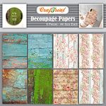 CrafTreat Wooden Decoupage Paper for Art and Craft - Woods and Floral Wood - 8 Pcs - Size A4 - Decoupage Sheets - Decoupage paper for furniture - Decoupage Paper for Craft Vintage