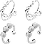 HUASAI Anxiety Rings With Beads Fidget Spinning Rings for Women Worry Anxiety Beads Rings for Men (4pcs Anxiety Rings)