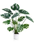 Leflos Artificial 3ft Monstera Deliciosa Plant Indoor, 36'' Faux Swiss Cheese Floor Plant with Turtle Leaves, Fake Split Philo Tree in Sturdy Planter, Fake Palm Tree for Home & Housewarming Decor