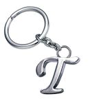 GCT Alphabet Letter T Metal Keychain for Car Bike Men Women Keyring (Silver)