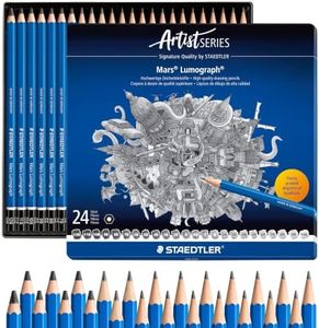 STAEDTLER Mars Lumograph Drawing Pencils: Set of 24 in Metal Case - Presharpened Graphite Art Pencils - Hardness Grades 12B-10H - For Drawing, Shading, Drafting & Illustrating - All Skill Levels