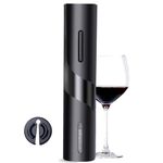 ManGotree Electric Wine Opener, Wine Bottle Opener with Foil Cutter, Wine Opener for Kitchen Storage, Battery Operated Corkscrew Wine Opener, Suit for Home Party Wedding etc. (Black)