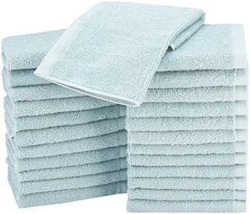 Amazon Basics face Towels for bathroom, 100% Cotton Extra Absorbent washcloth, Fast Drying - salon towel - 24 Pack Ice Blue (12 x 12 inches)