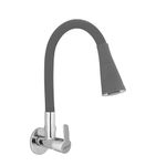 Quento Wall Mounted Brass Kitchen Sink Cock Taps/Faucets/Spout for Kitchen Basin with Flexible and 360 Degree Dual Flow Black Color 2 Function Shower Flow/Foam Flow (Mark-Grey)