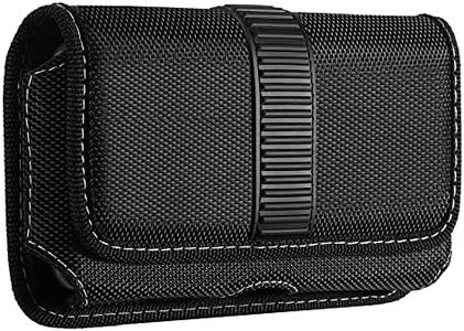 Horizontal Cell Phone Holster, MoKo Nylon Belt Clip Holster丨Newly Updated Stereoscopic Outlook Pouch Fits iPhone 14/14 Plus/pro/pro max/SE 3 2022/iPhone 13-8 Series, Samsung S21/S10/S9/S8, Black