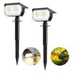 Laliled Outdoor Solar Spotlights, Solar Landscape Lights, IP65 Waterproof, 2-in-1 Wall and Landscape Spot Lights, Adjustable Solar Lights for Yard, Garden, Driveway, and Walkway (2-Pack, Warm White)