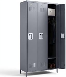 Spryygo 72" Height Metal Locker for Employees with 3 Door,Heavy Duty Steel Storage Lockers with Card Slot for Home Office School Gym Garage,Locker with Lock for Sports,Employees,Assembly Required