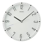 SEIKO Derby Non Ticking Wall Clock, White, 12 Inch