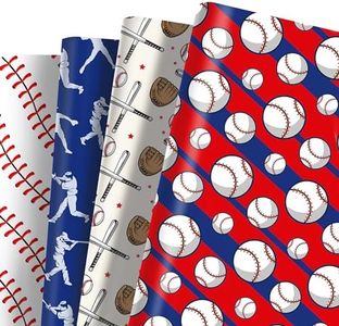 JOINFANXIN 12 Sheets of Sports Baseball Wrapping Paper, Gift Wrap for Kids' Birthdays, Holiday Parties, DIY Crafts (27 x 20 inches each)