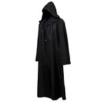 GraduationMall Adult Sith Robe Halloween Jedi Hooded Cloak Knight Darth Sidious Cosplay Costume Black X-Large