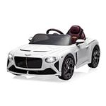 ZYMY Kids Electric Ride-Ons 12V Bentley Licensed Electric Cars for Kids Electric Ride On Cars to Drive with Remote Control, Music, Suspension Wheels for Baby Ages 3-8 Years White