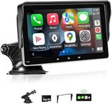 Apple Carplay Screen for Car, 7" Wireless Carplay & Android Auto Car Stereo, Portable Touchscreen with Mirror Link/GPS Navigation/AUX/Voice Control/Bluetooth for All Vehicles