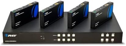 OREI 4X4 4K HDMI Matrix Switcher Extender - HDBaseT UltraHD 4K @ 60Hz 4:4:4 Over Single CAT5e/6/7 Cable with HDR, CEC & IR Control, RS-232 - Up to 400 Ft - Additional 4 Loop Out - 4 Receivers