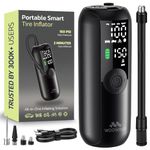 Woowind Tyre Inflator Air Compressor, Bike Pump, 1 Minute Inflation, 150PSI Car Tyre Inflator, Air Pump For Bikes, Motorcycles, Balls - with Digital Pressure Gauge, LED Light & Auto Shut-Off
