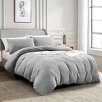 KASYLAN Breathable Duvet Cover Set with Zipper Closure - Waffle Dobby Weave Texture Duvet Sets, Modern Boho Duvet Cover & Pillow case, Microfiber Bedding Quilt Cover Set (Double, Light Grey)