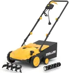 ZEGJAW Electric Dethatcher and Scarifier, 13” 12Amp Lawn Dethatcher with 4-Position Depth Adjustment, 30L Collection Bag, 2 in 1 Walk Behind Thatch Removing for Lawn