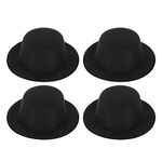 4Pcs Mini Top Hat, Black Fabric Top Hat Hair Accessories for Kids, 13 x 5cm, Doll Hats DIY Craft Supplies Chrismtas Snowman Hat Dress Props Party Decorations, Black