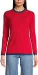 Lands' End Women's Cashmere Sweater, Rich Red/Navy, Medium