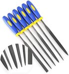 MINI Needle File Set (Carbon Steel 6 Piece-Set) Hardened Alloy Strength Steel - Set Includes Flat, Flat Warding, Square, Triangular, Round, and Half-Round File(6'' Total Length)