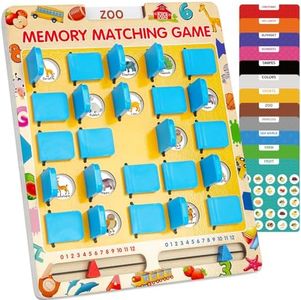 ABERLLS Travel Memory Game - Wooden Board, 7 Double-Sided Cards Games for Age 3+ Year Old Kids