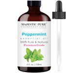 MAJESTIC PURE Peppermint Essential Oil | 100% Pure and Natural Peppermint Oil | Premium Grade Essential Oils for Hair Care, Home Diffusers, Skin, Aromatherapy, Massage and Humidifiers | 118 ml