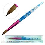 Pana USA Acrylic Nail Brush100% Pure Kolinsky Hair New Design Acrylic White Swirl Blue Handle with Pink Ferrule Round Shaped Style (Size 10)