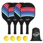 Flydot Pickleball Paddles, Pickleball Paddles Set of 4, Black, 4 Indoor&Outdoor Balls and 1 Carry Bag, Pickleball Paddles for Beginner&Pro, Rackets with Ergonomic Cushion Grip