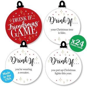 Drink If Game - Red and Gold Friendsmas - Friends Christmas Party Game - 24 Count