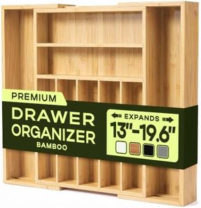 ROYAL CRAFT WOOD Luxury Bamboo Kitchen Drawer Organizer - Silverware Organizer, Utensil Holder & Cutlery Tray Drawer Dividers for Flatware (9 Slot, Natural)