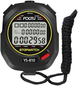 FCXJTU Professional Stopwatch Timer, 3-Row 10 Lap/Split Memory Count up/Down Timer, Extra Large Display with Pace Mode Clock Alarm Calendar Includes Battery, Lanyard for P.E Coach and Sport Events