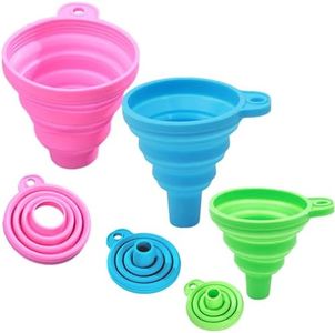 KINDOYO 3 Pièces Entonnoir Pliable - Entonnoirs de Cuisine Entonnoir Pliable Coloré en Silicone Entonnoir Télescopique Portable pour Transfert Liquides et Poudres(Petit, Moyen, Grand)