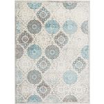 Home Dynamix Boho Andorra Bohemian Damask Area Rug, 5'2"x7'2" Rectangle, Gray/Aqua