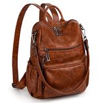 UTO Women Backpack Purse Oil Wax PU Leather Convertible Ladies Travel Rucksack Tassel Shoulder Bag Brown CA