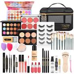 LYMYBETY Makeup Set, Cosmetic Make Up Starter Kit With Storage Bag Portable Travel Make Up Palette Eyeshadow Foundation Lip Gloss for Teenage & Adults (Style C)