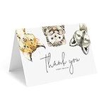 Bliss Collections Thank You Cards with Envelopes - 25 Tented 102 x 152 mm Woodland Animal Cards on Heavyweight Uncoated Card Stock for Baby Showers and Birthday Parties