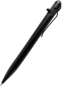 BASTION Slim Bolt Action Pen with Gift Case - Black Stainless Steel - Luxury Executive Retractable Lightweight Low Profile Cute Metal - Ink Refillable Office Pocket EDC Writing Ballpoint