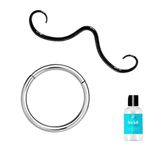 Black PVD Over 316L Surgical Steel Septum Mustache Nose Ring 16G Septum Piercing Jewelry, Stainless Steel