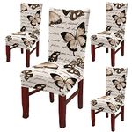 BRIDA ® Spandex Stretchable Floral Geometric Printed Dining Elastic Chair Covers Protector (Butterfly) 4 Chair Cover,Butterfly, Multicolor