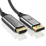 Answin DisplayPort to HDMI, 6ft 4K DisplayPort to HDMI Cable Nylon Braided DP to HDMI Uni-Directional Display Port to HDMI Cable Compatible for Lenovo Dell HP and Other Brand