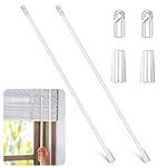 Midyrrg 2pcs 17 Inch Venetian Blind Wand Clear for Blind Curtain Opener,Vertical Blind Wand Replacement Parts Kit with Hook and Grip,Acrylic Window Blinds Pull Wand,Curtain Pull Rods