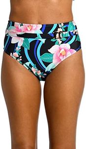 La Blanca Women's High Waist Swimsuit Bottom, Black//Nightfall Blooms, 10