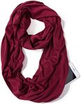 Elzama Infinity Solid Color Scarf with Hidden Zipper Pocket for Women Lightweight Travel Wrap