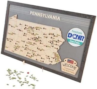 Lemap US Wooden Pennsylvania State Parks Map With Trees To Record Park Visits (Light Grey)