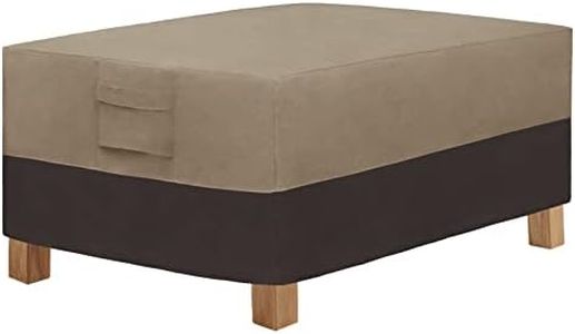 Easy-Going Patio Coffee Table Cover Small Outdoor Rectangular Table Cover, UV Resistant Waterproof Patio Furniture Cover (48" Lx28 Wx16 H, Camel/Dark Brown)