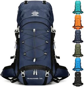 XCJump 60L Hiking Backpack Water Resistant Outdoor Sports Travel Daypack Bag Lightweight Bag With Rain CoverFor Women Men Mountaineering Camping Tourism (Dark Blue)