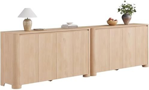 Modern Buffet Cabinet with Storage, 118" Sideboard Buffet Cabinet with 8 Doors, Unique Thickened Foot, Rounded Corner Design, Coffee Bar Cabinet for Kitchen Living Room, Hallway, Natural Oak(2PCS)